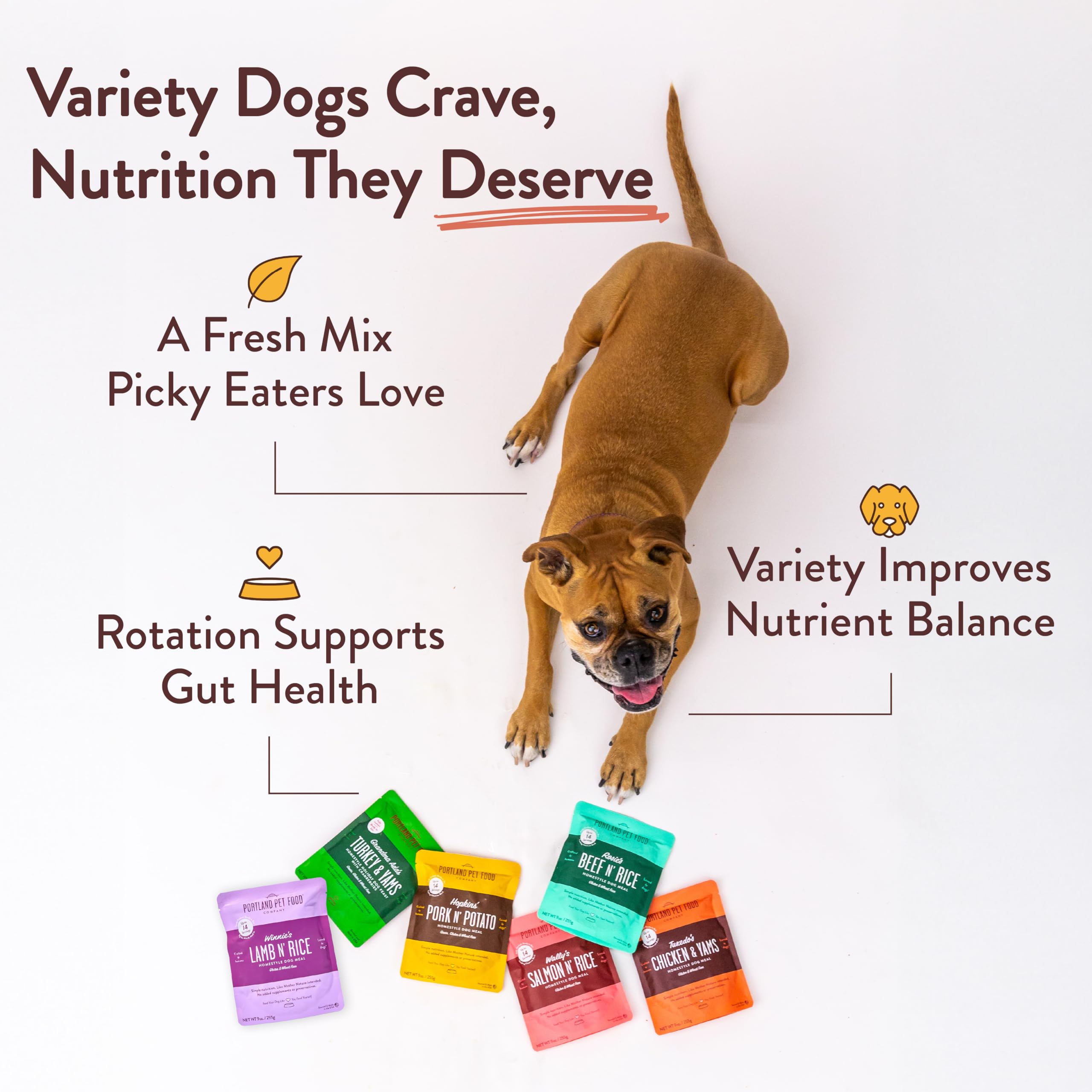 Crafted by Humans Tuxedo’s dog-meal topper-serving shown for flexible feeding options.