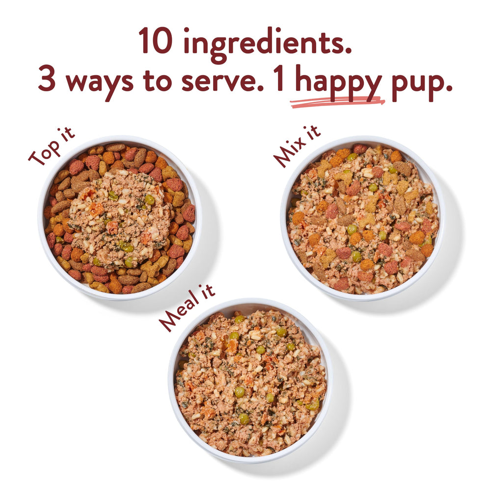 Wally's Salmon N' Rice topper added to dry food for flavor