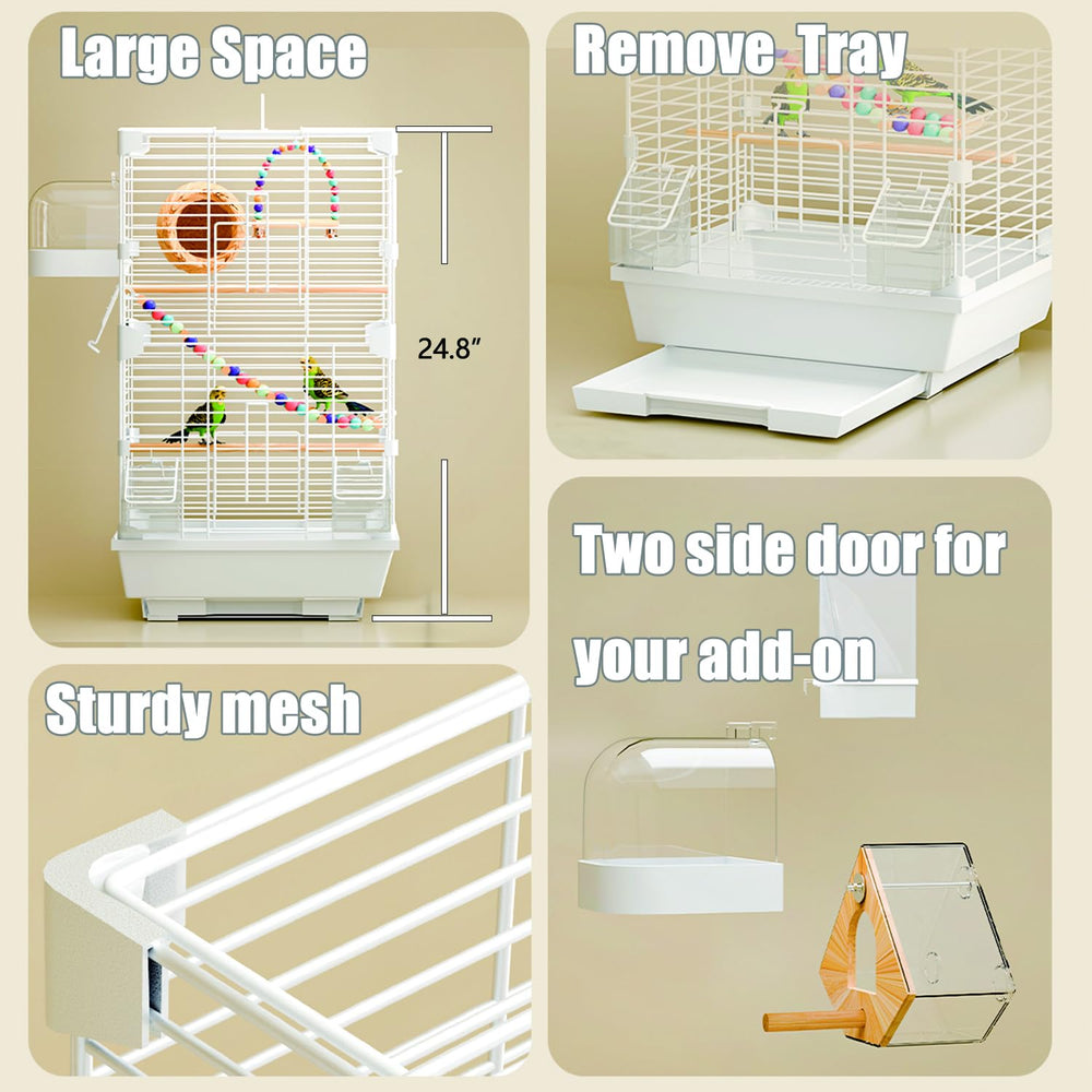 Craftsboys Basic Bird Cage feeders and swing area for interactive play