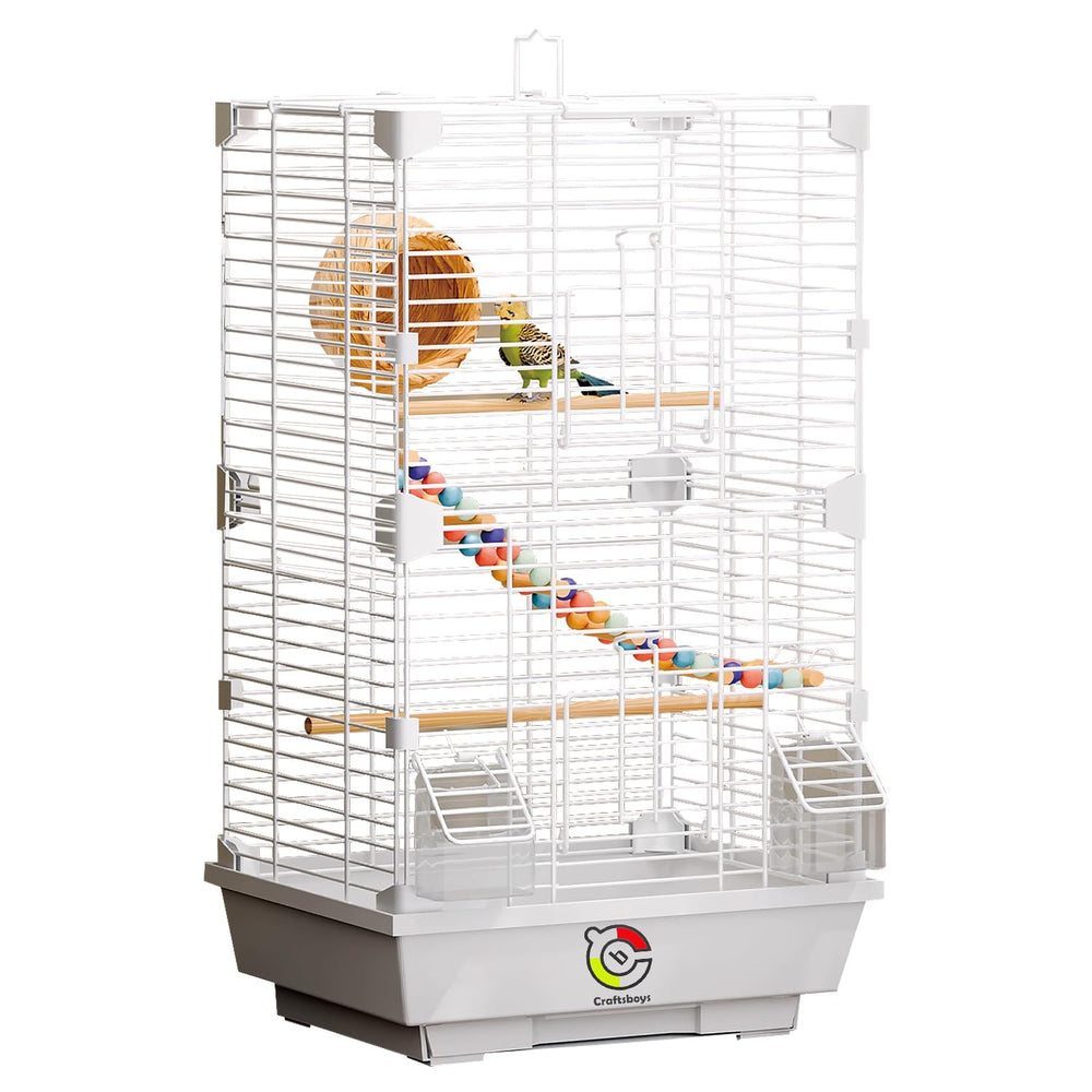 Craftsboys Basic Bird Cage front view with ladder and spacious perches for easy access