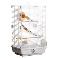 Craftsboys Basic Bird Cage front view with ladder and spacious perches for easy access
