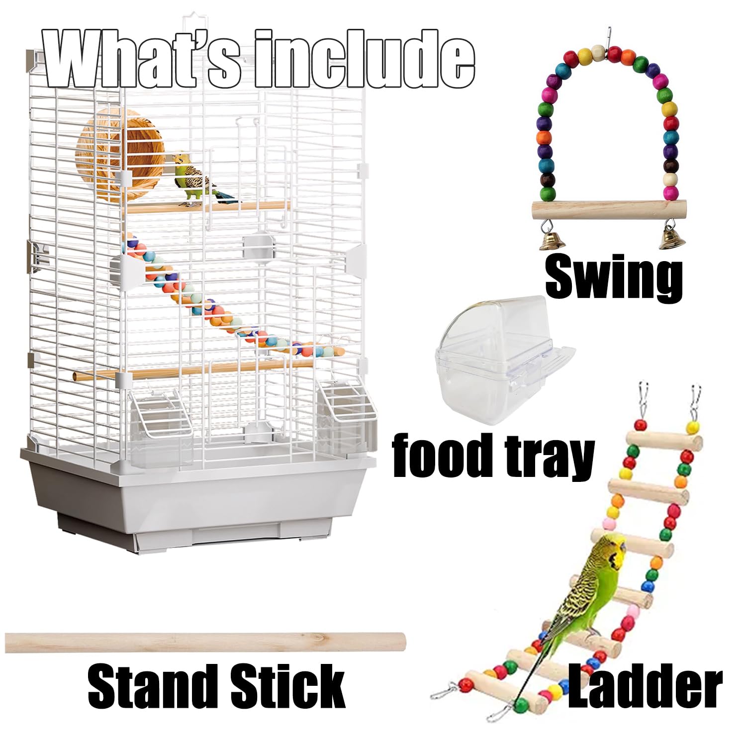 Craftsboys Basic Bird Cage ladder-perch closeup for climbing and grip