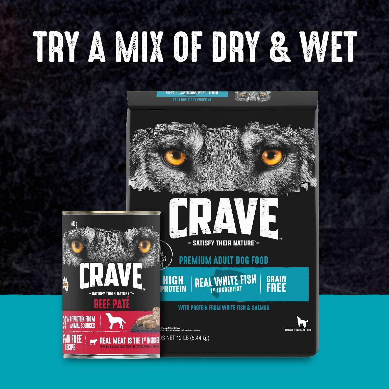 CRAVE 12 lb bag offers convenient storage for busy households.
