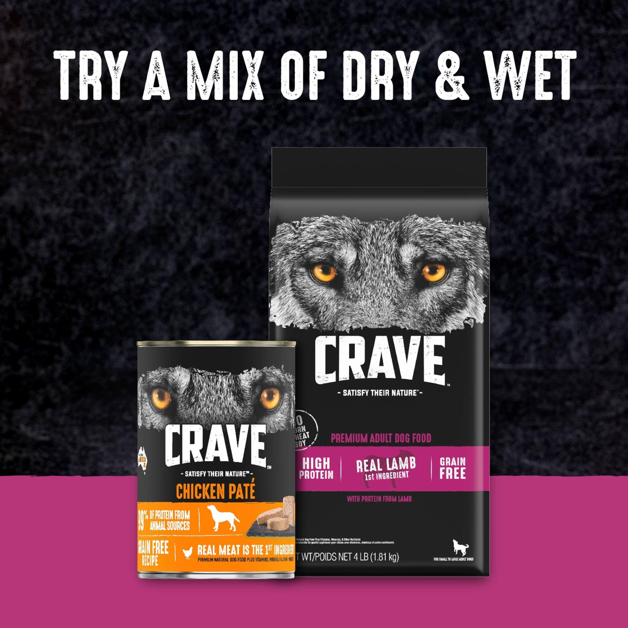 CRAVE 4-lb bag displayed on kitchen counter