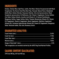 CRAVE chicken ingredient peas label highlights grain-free recipe and natural nutrition