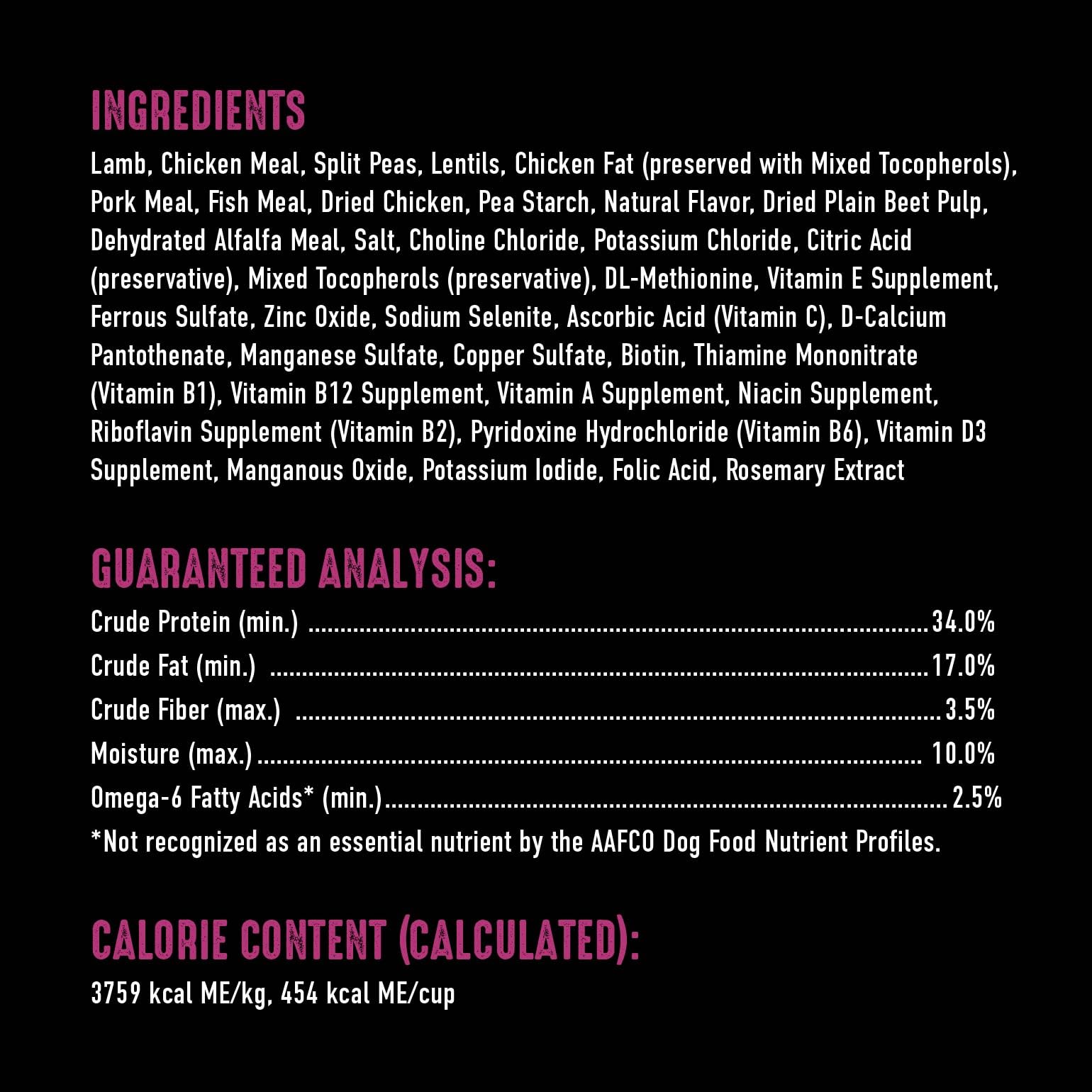 CRAVE high-protein 34 percent badge on formula