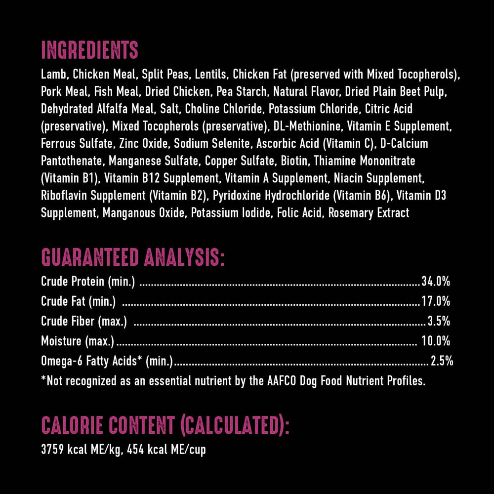 CRAVE high-protein 34 percent badge on formula