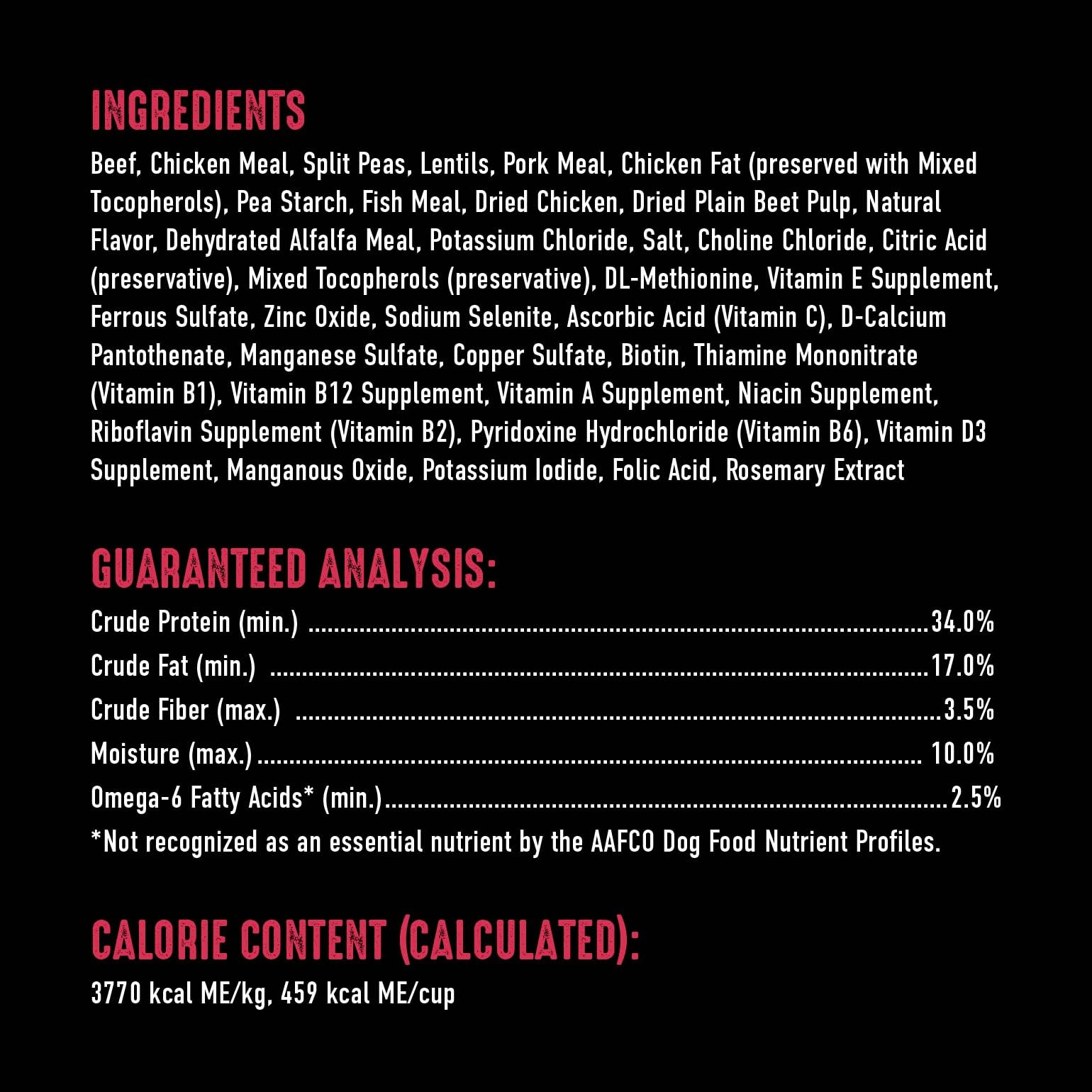 CRAVE no grain ingredients keep beef as the main protein source.