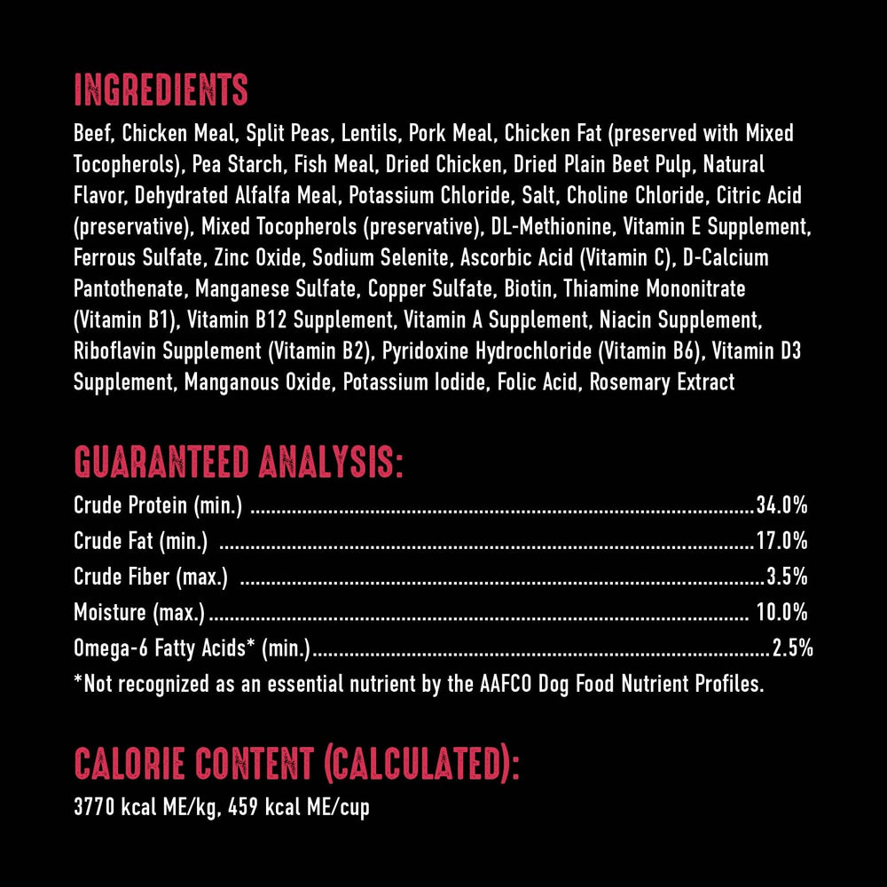 CRAVE no grain ingredients keep beef as the main protein source.