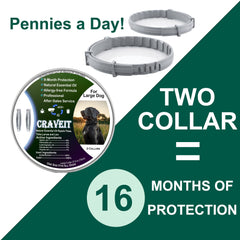 Craveit dog flea collar waterproof design maintains protection during rain and baths.