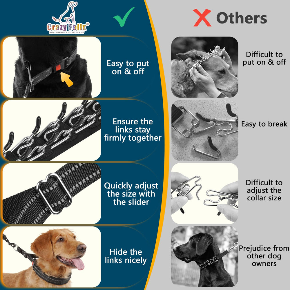 Crazy Felix collar inner links showing even and gentle pressure distribution.