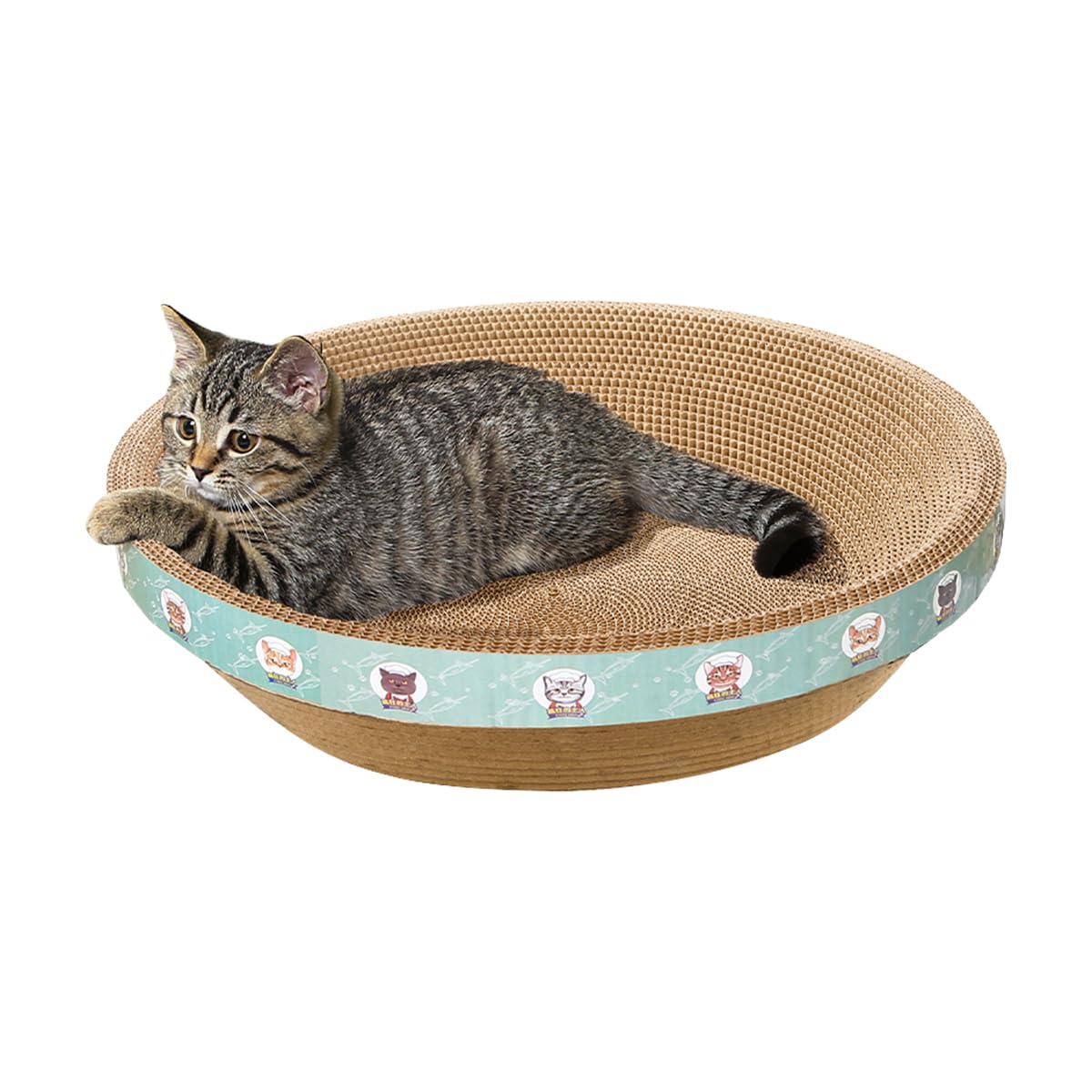 CRAZY GUOFAN large cat scratcher bed front view promotes safe scratching and cozy lounging.