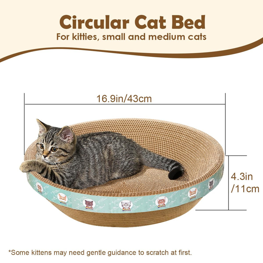 CRAZY GUOFAN large cat scratcher bed side view shows compact footprint for apartments.