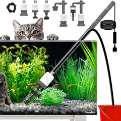 Crazyboy aquarium gravel cleaner shows 6-in-1 capability for efficient tank maintenance.