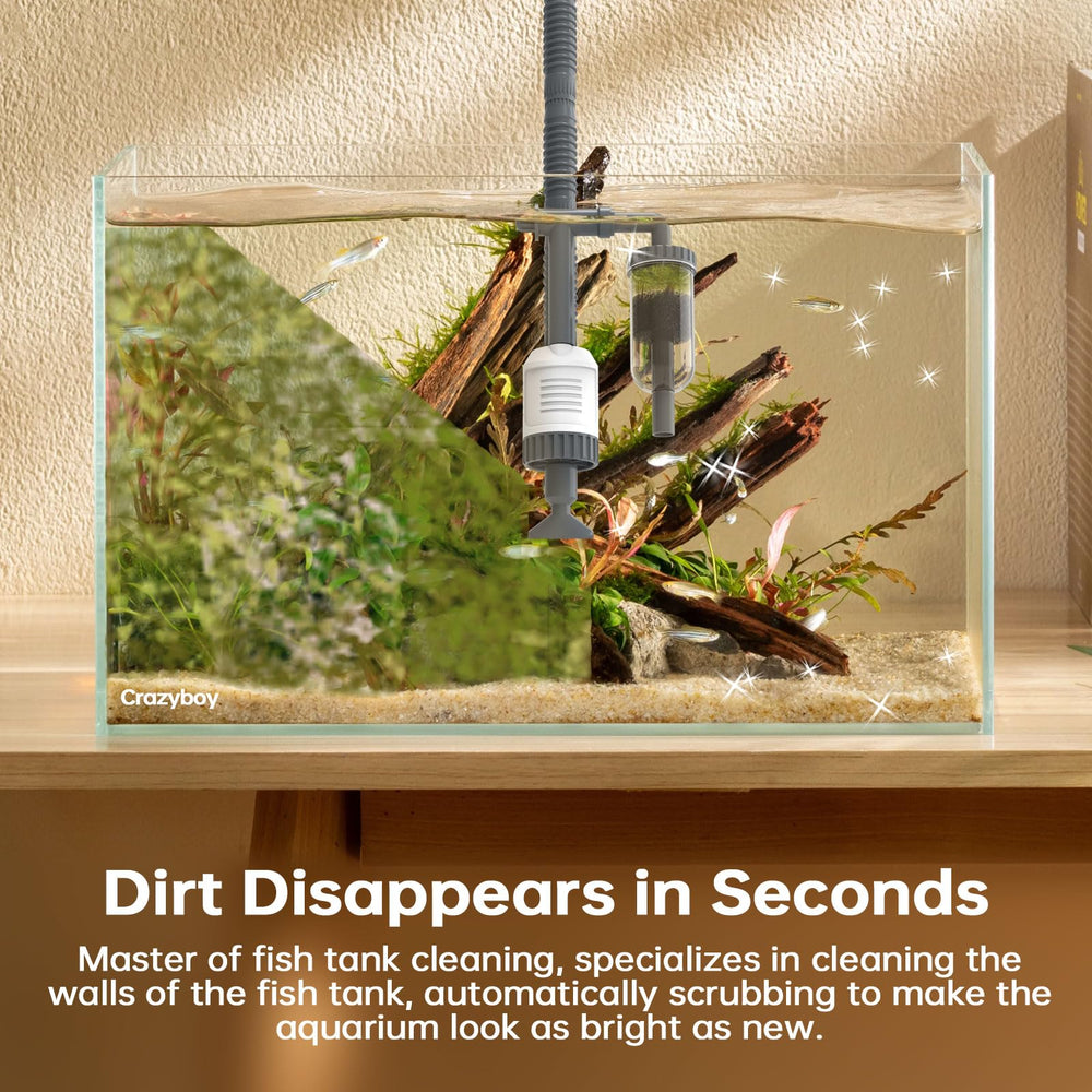 Crazyboy sand vacuum and water clarification helps maintain crystal-clear tank water.
