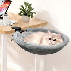 Crazydeer 17.3-inch cat desk bed, front view, close companionship while you work.