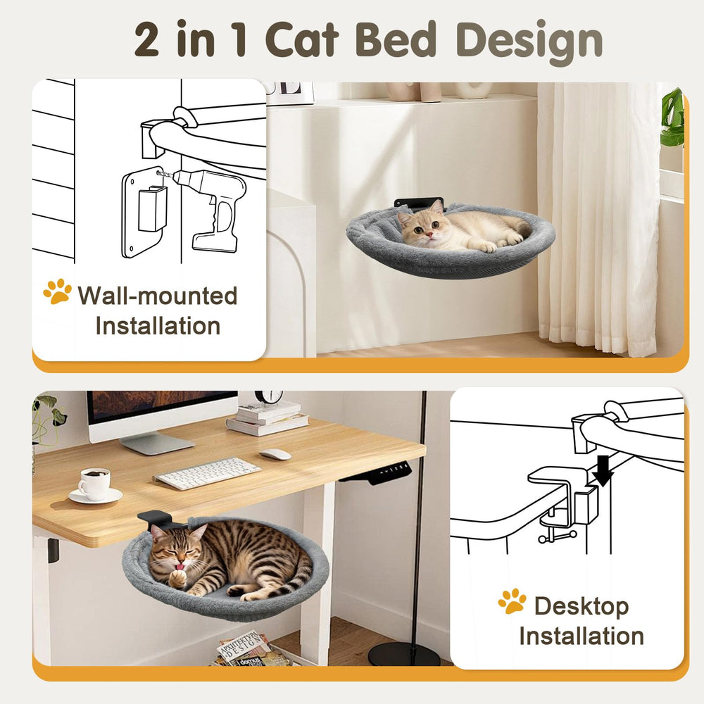 Crazydeer 2-in-1 cat desk hammock mat, reversible for seasons.