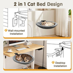 Crazydeer 2-in-1 cat desk hammock mat, reversible for seasons.