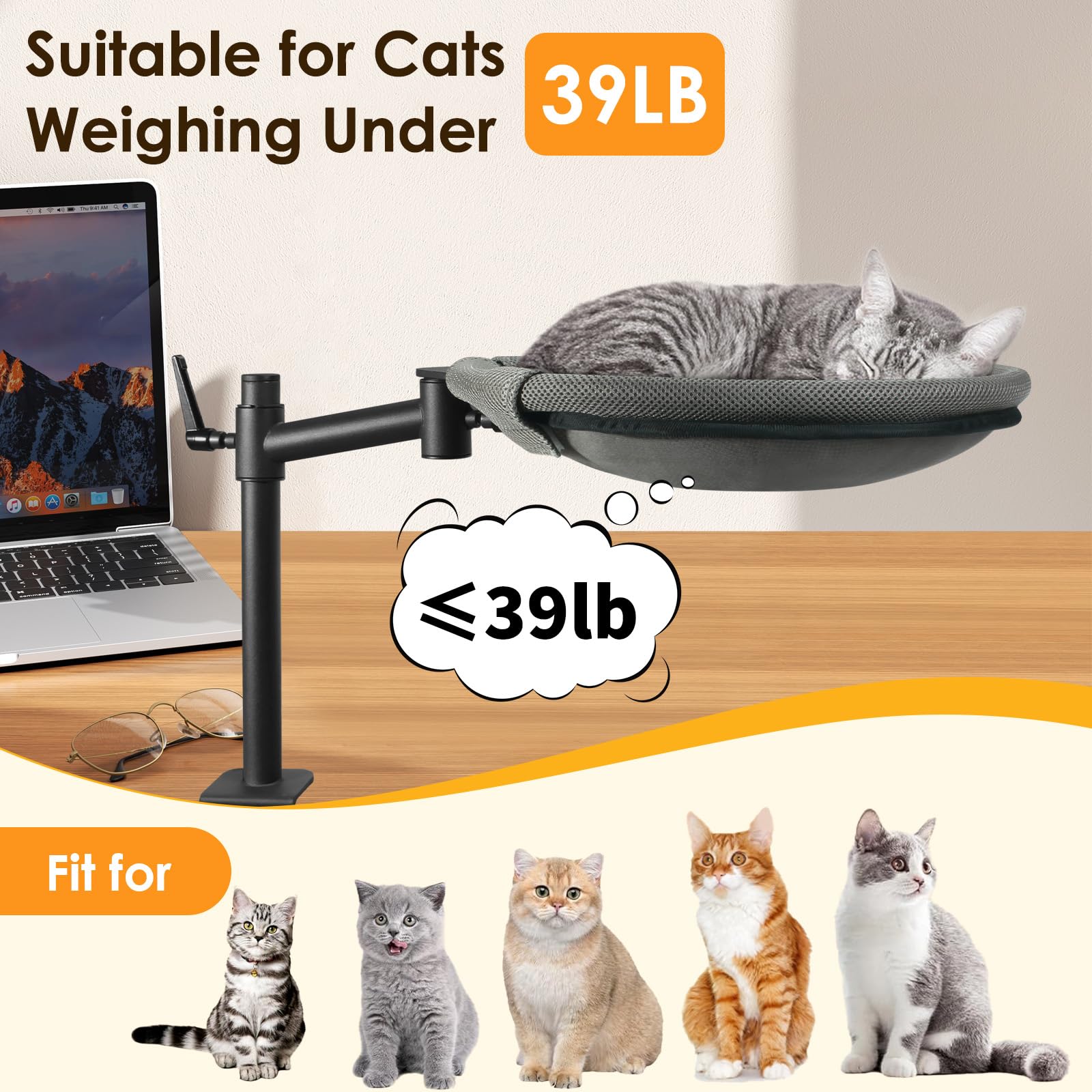Crazydeer Cat Desk Bed washable 3D mesh cover for quick cleaning