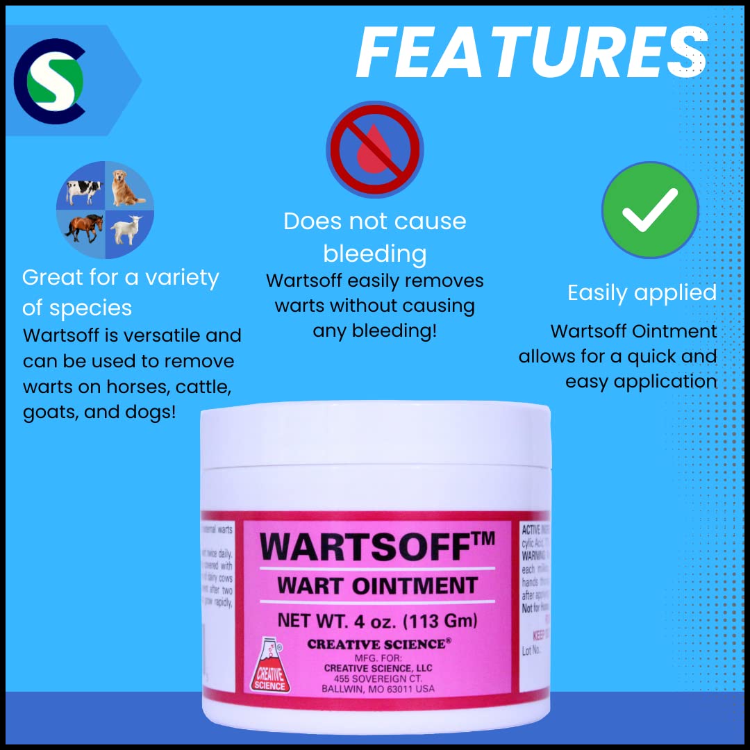 Horse care setting applying Creative Science Warts Off 4oz wart remedy.