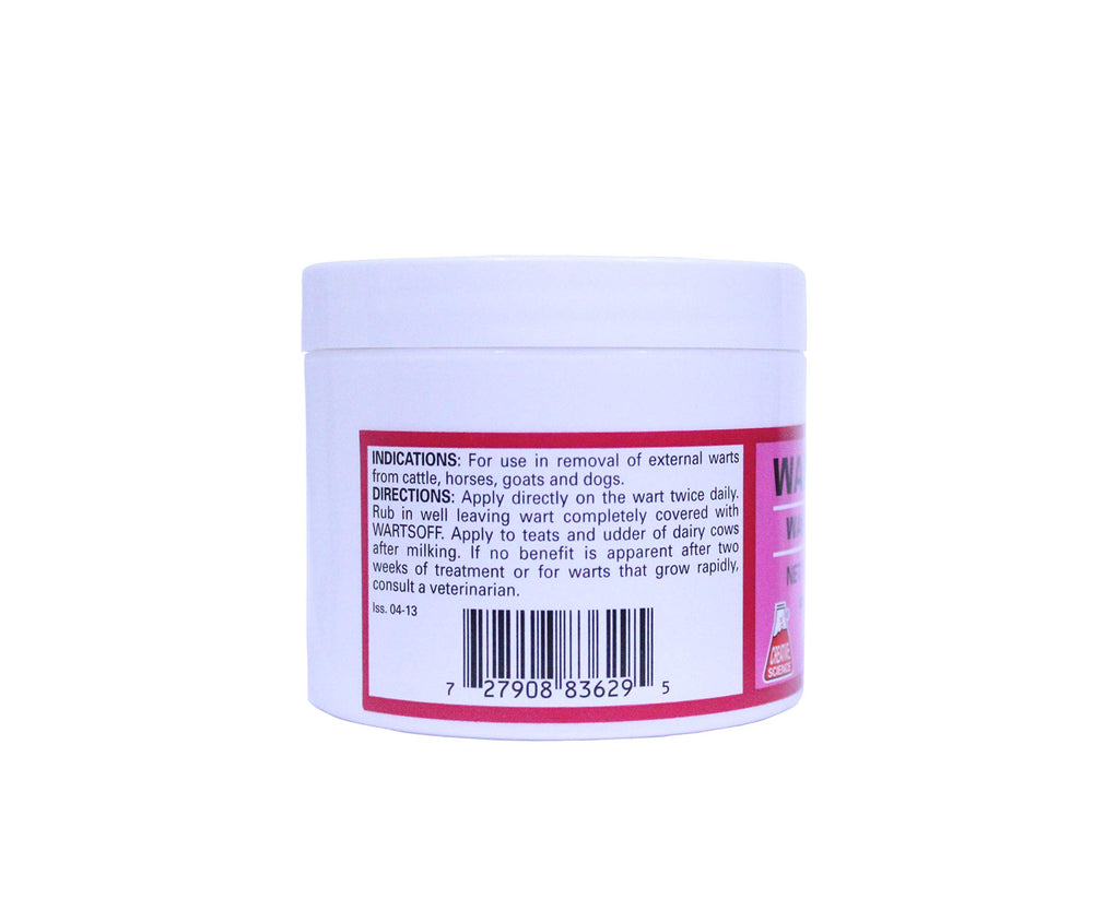 Creative Science Warts Off 4oz label demonstrates trusted wart treatment for pets and livestock.
