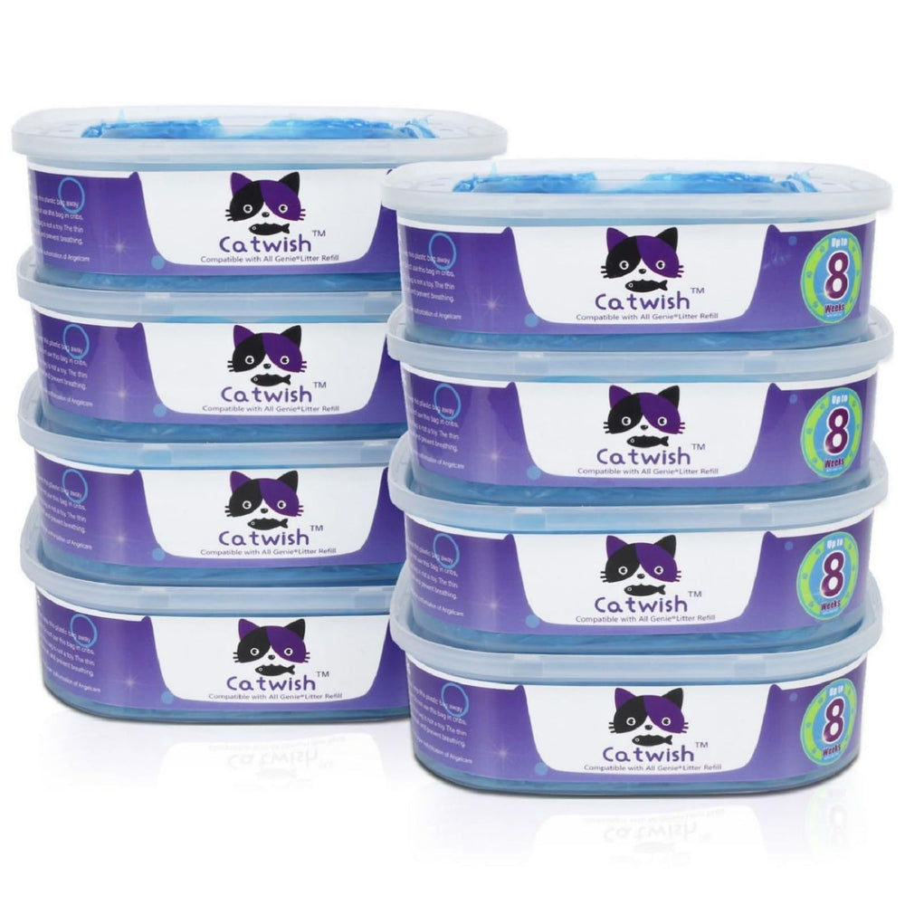 Creatwo cat litter refills 8-pack for Genie pails with strong odor control.