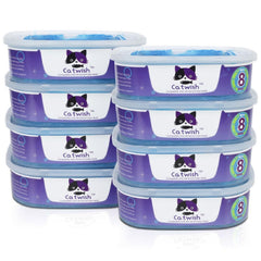 Creatwo cat litter refills 8-pack for Genie pails with strong odor control.