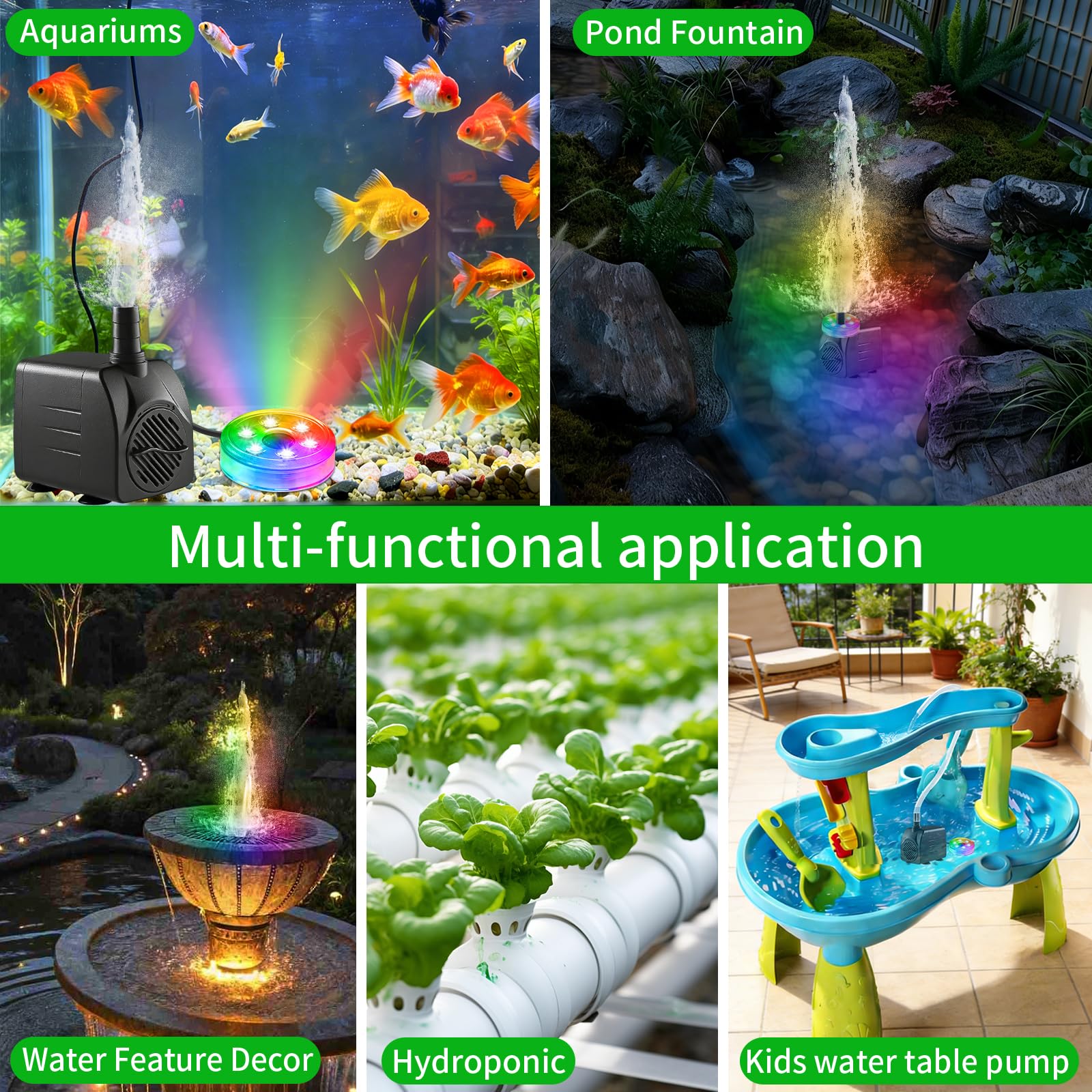 Compact, quiet design blends into aquariums and water features