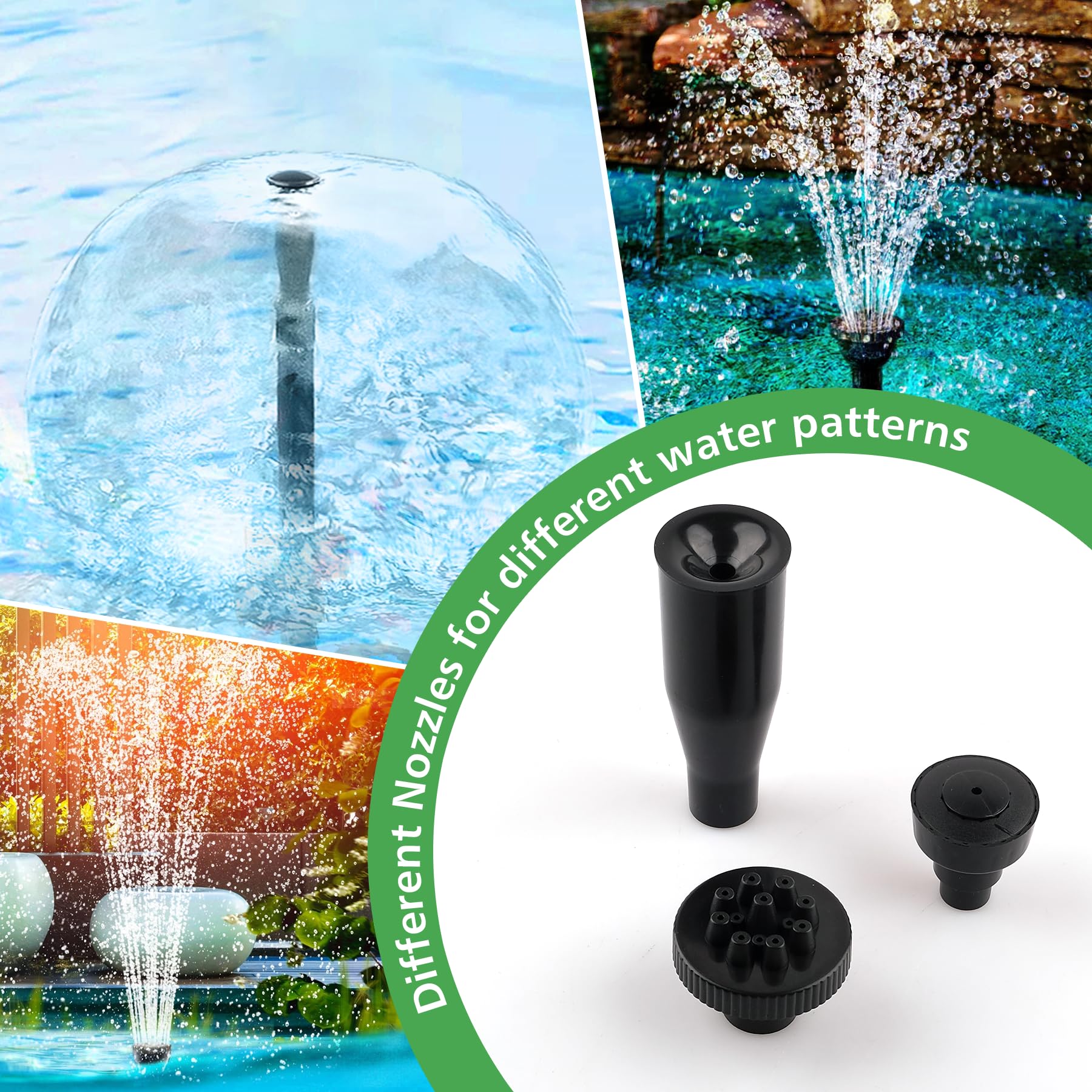 CREPOW LED fountain lights illuminating water with color cycling