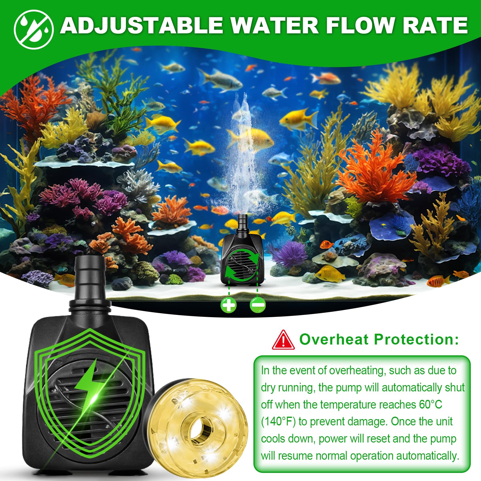 CREPOW LED lighting enhances ambience around water features.