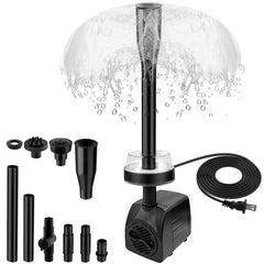 CREPOW pond fountain pump with LED lights for outdoor display.