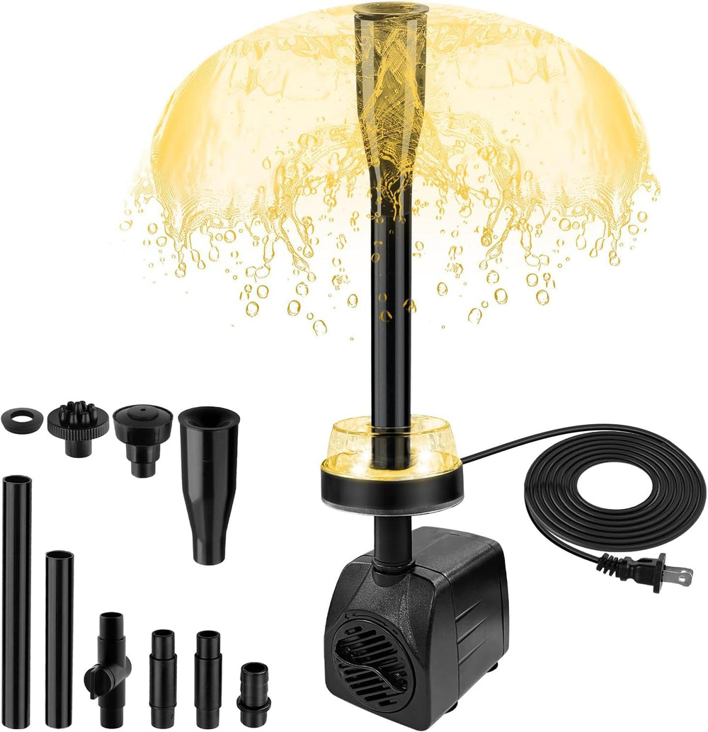CREPOW LED pond pump with a compact design for versatile indoor and outdoor use.