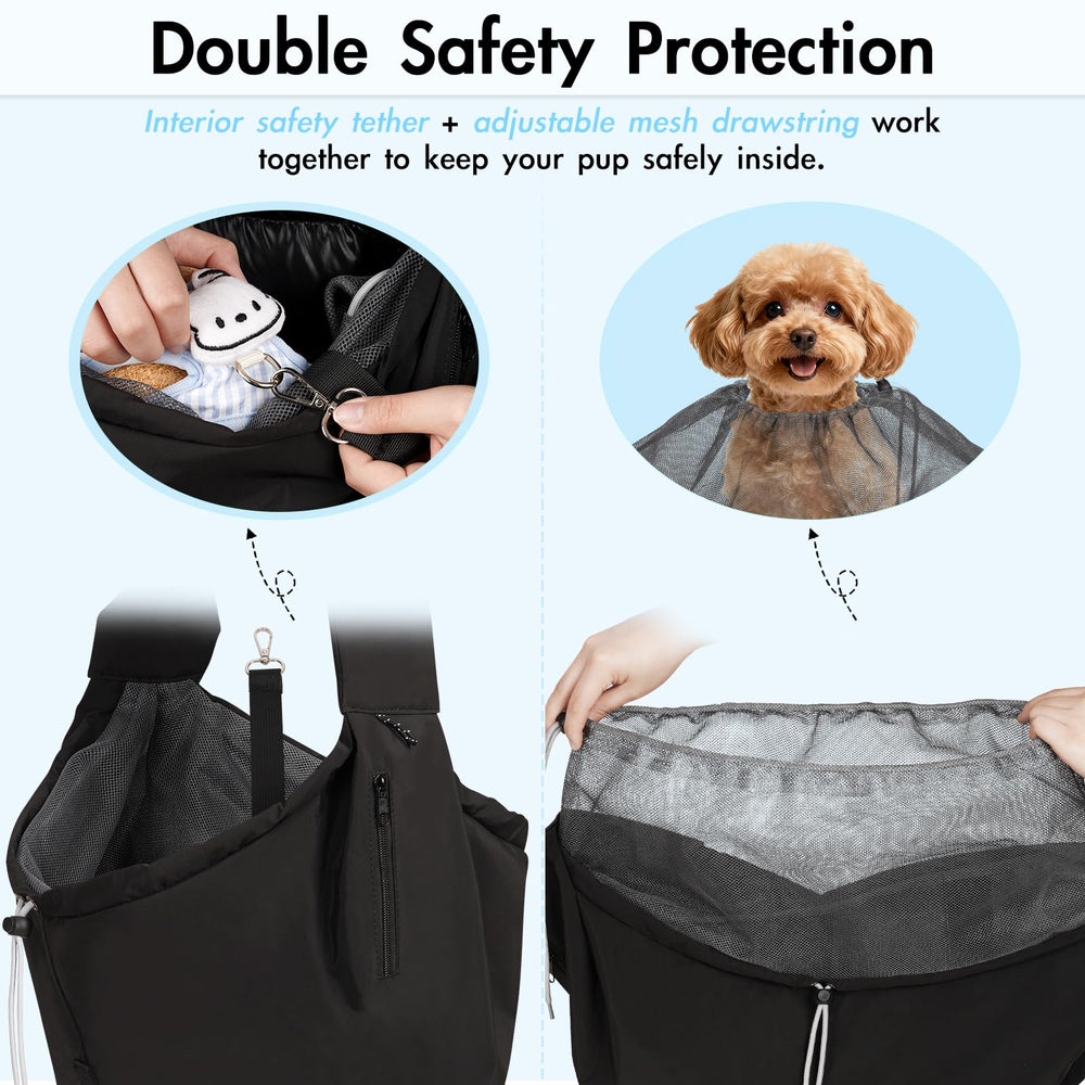 Creproly dog carrier sling internal safety leash keeps your pet secure