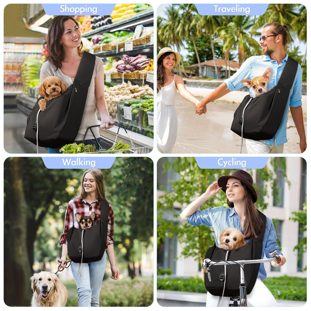 Creproly dog carrier sling side comfort pocket allows petting on the go