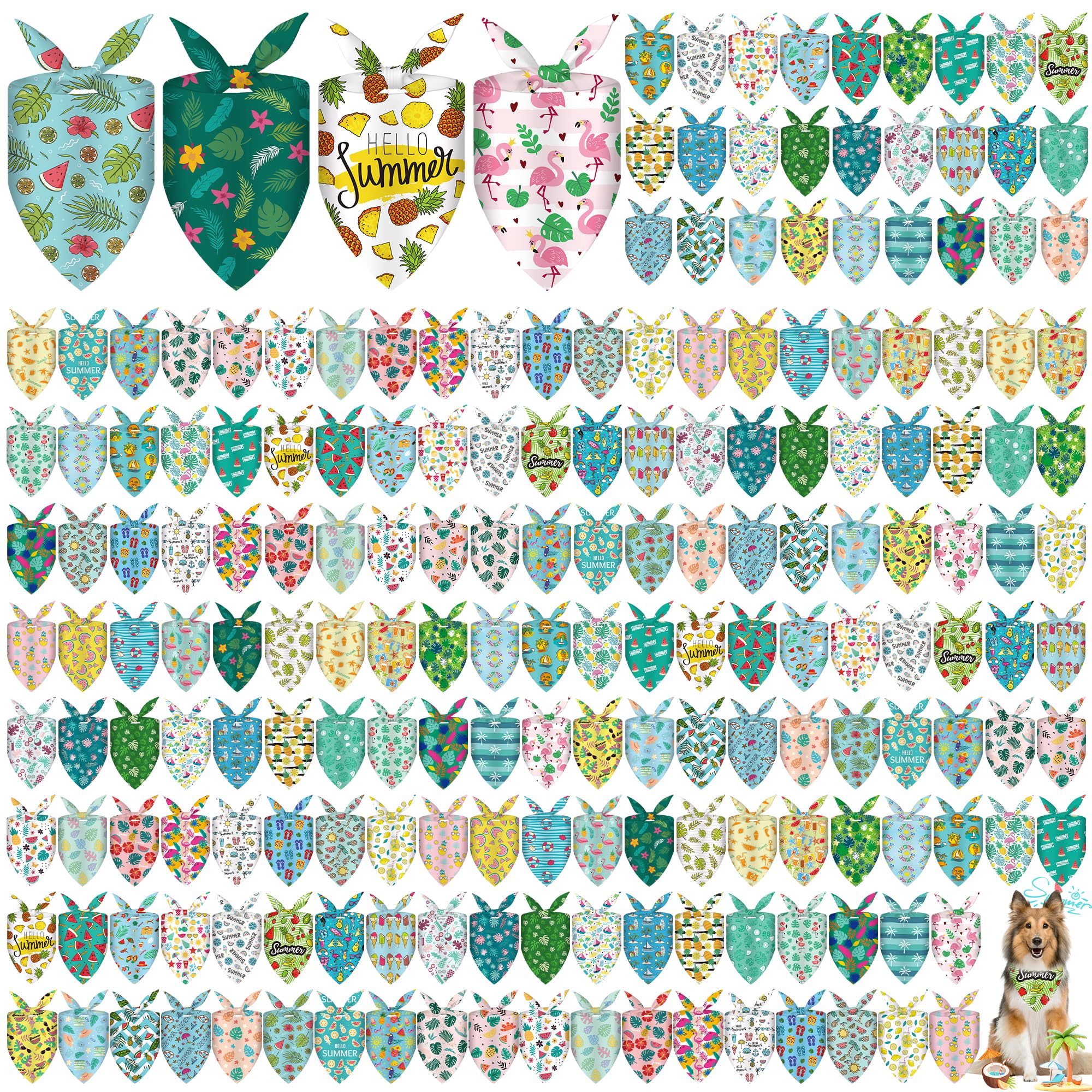 Cresue summer dog bandanas displaying multiple patterns for stylish pets