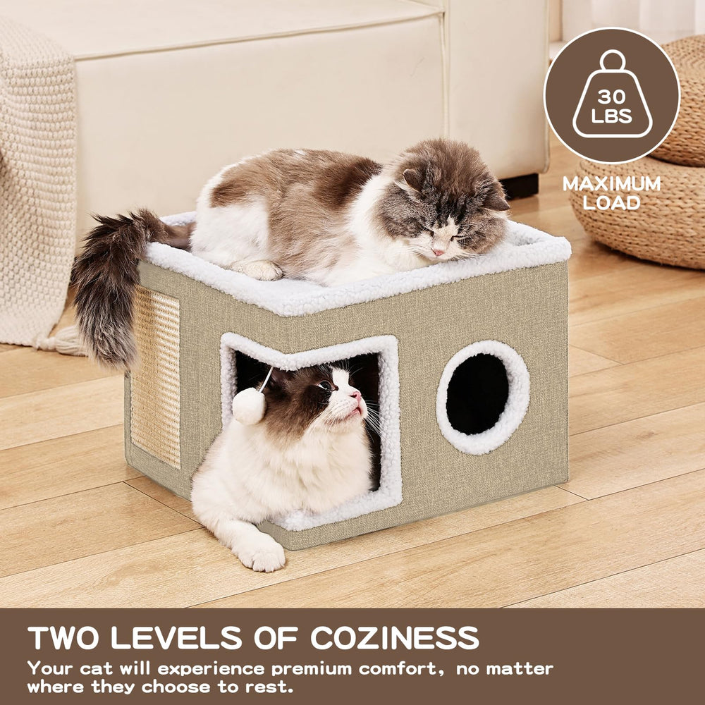 Crispedia Cat Bed 2-in-1 cushion in linen stays cool in summer.