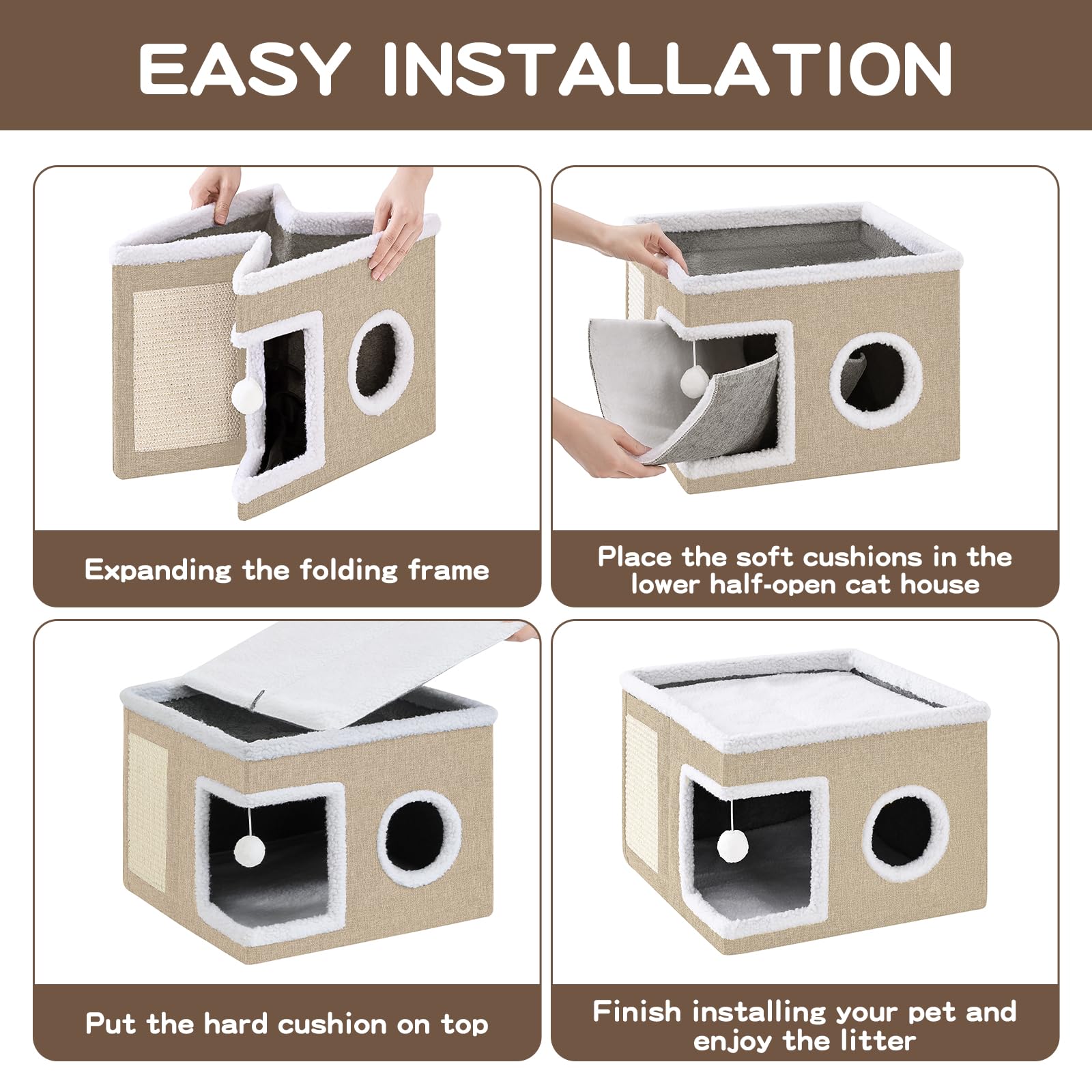 Crispedia Cat Bed uses sturdy MDF construction for safe lounging.