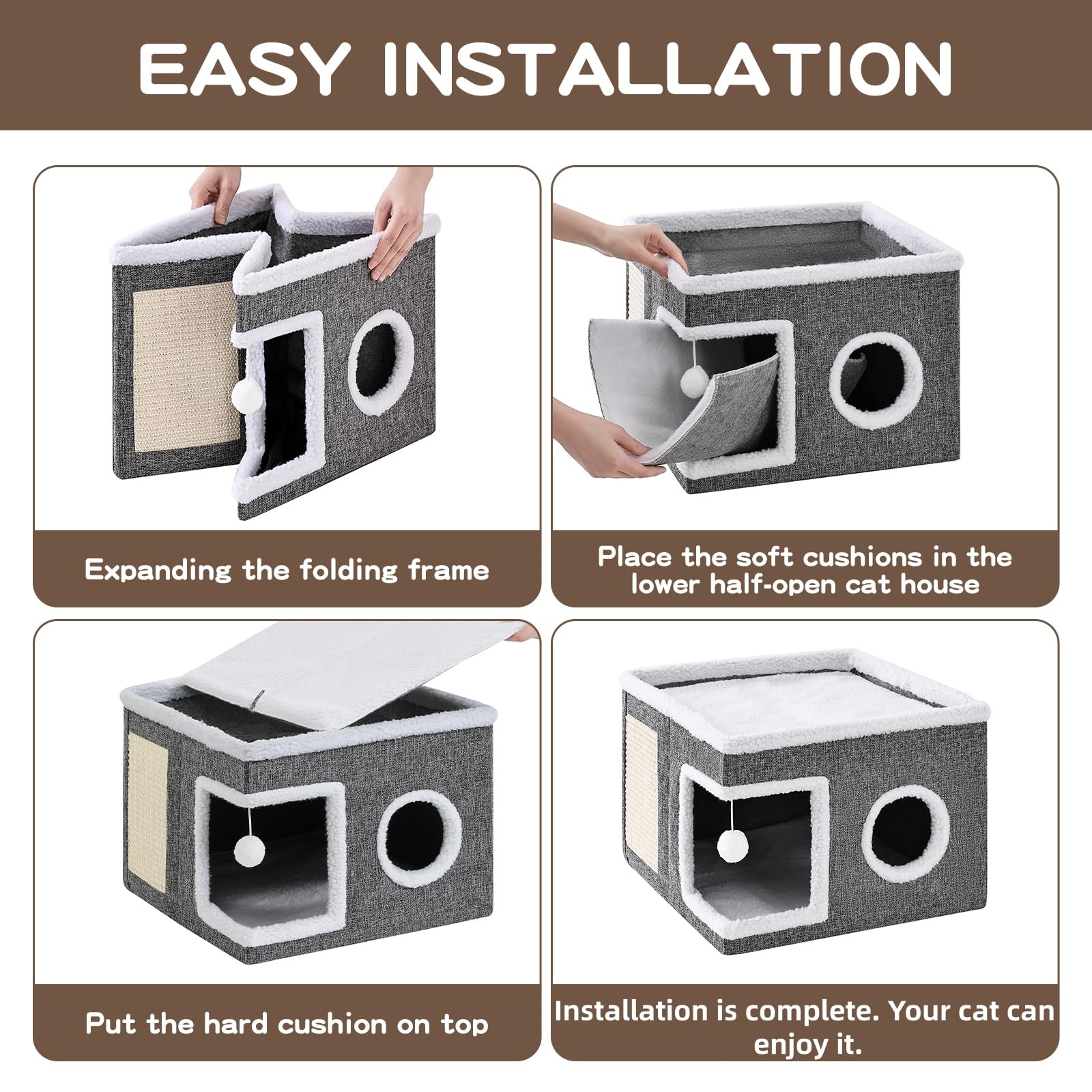 Crispedia cat bed non-slip base keeps the unit steady.