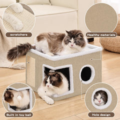 Crispedia Cat Bed with sisal scratch pad protects furniture during play.