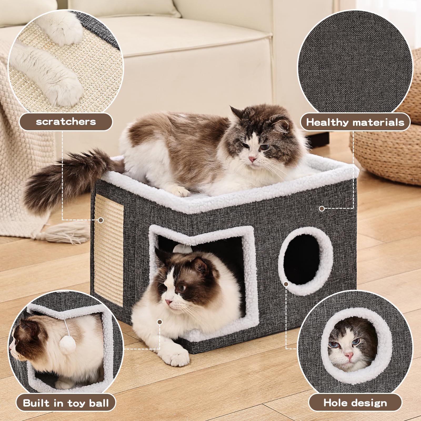 Crispedia cat bed upper platform for lounging and playtime.