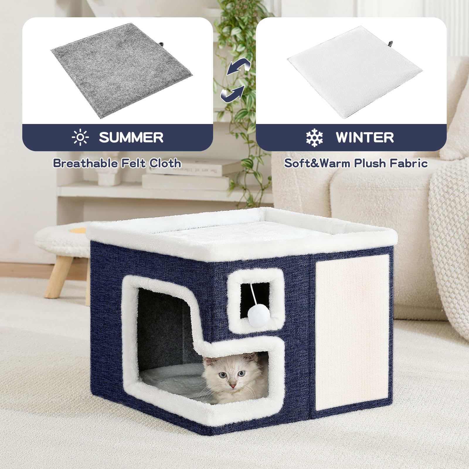 Crispedia Cat House reversible-cushion-winter provides warm comfort.