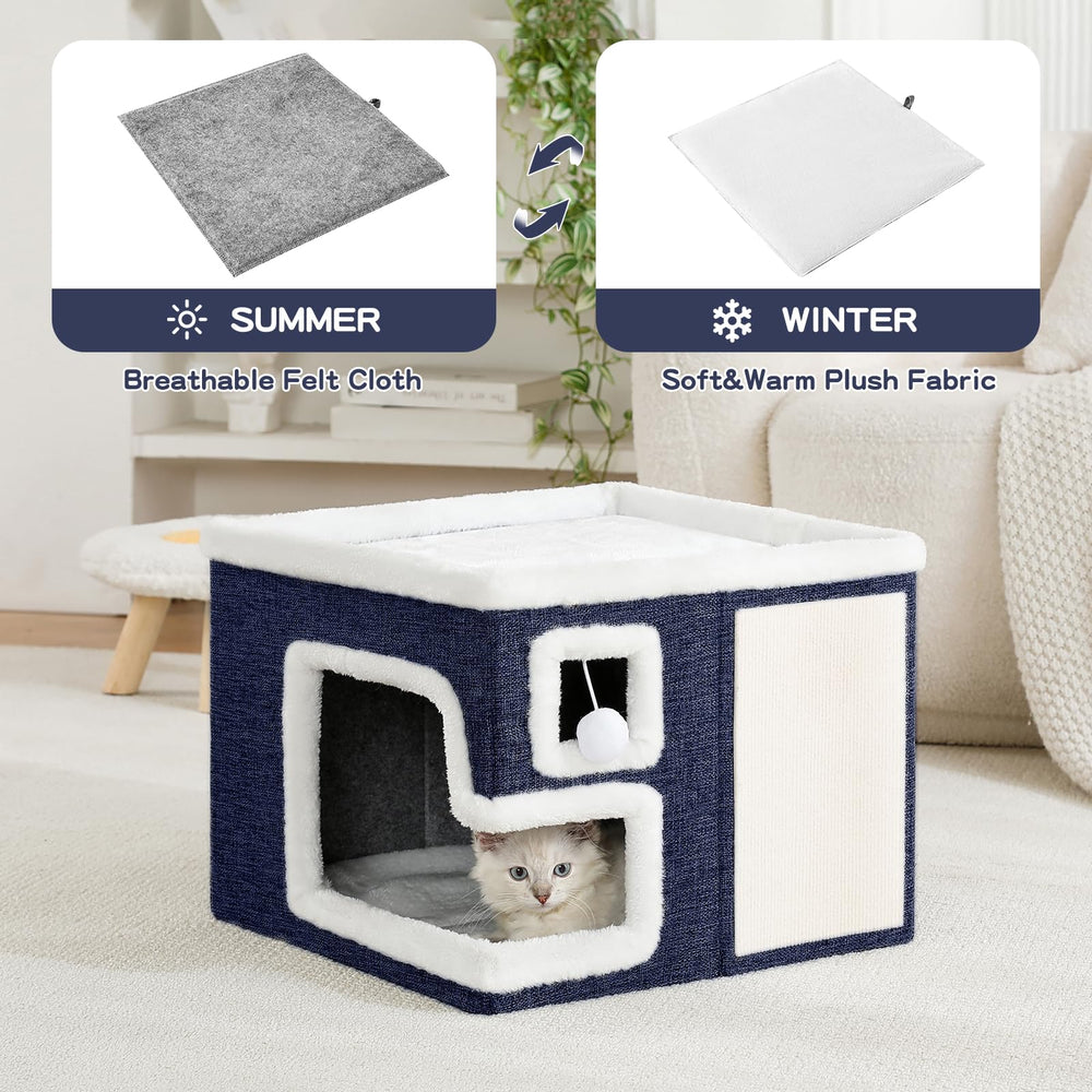 Crispedia Cat House reversible-cushion-winter provides warm comfort.