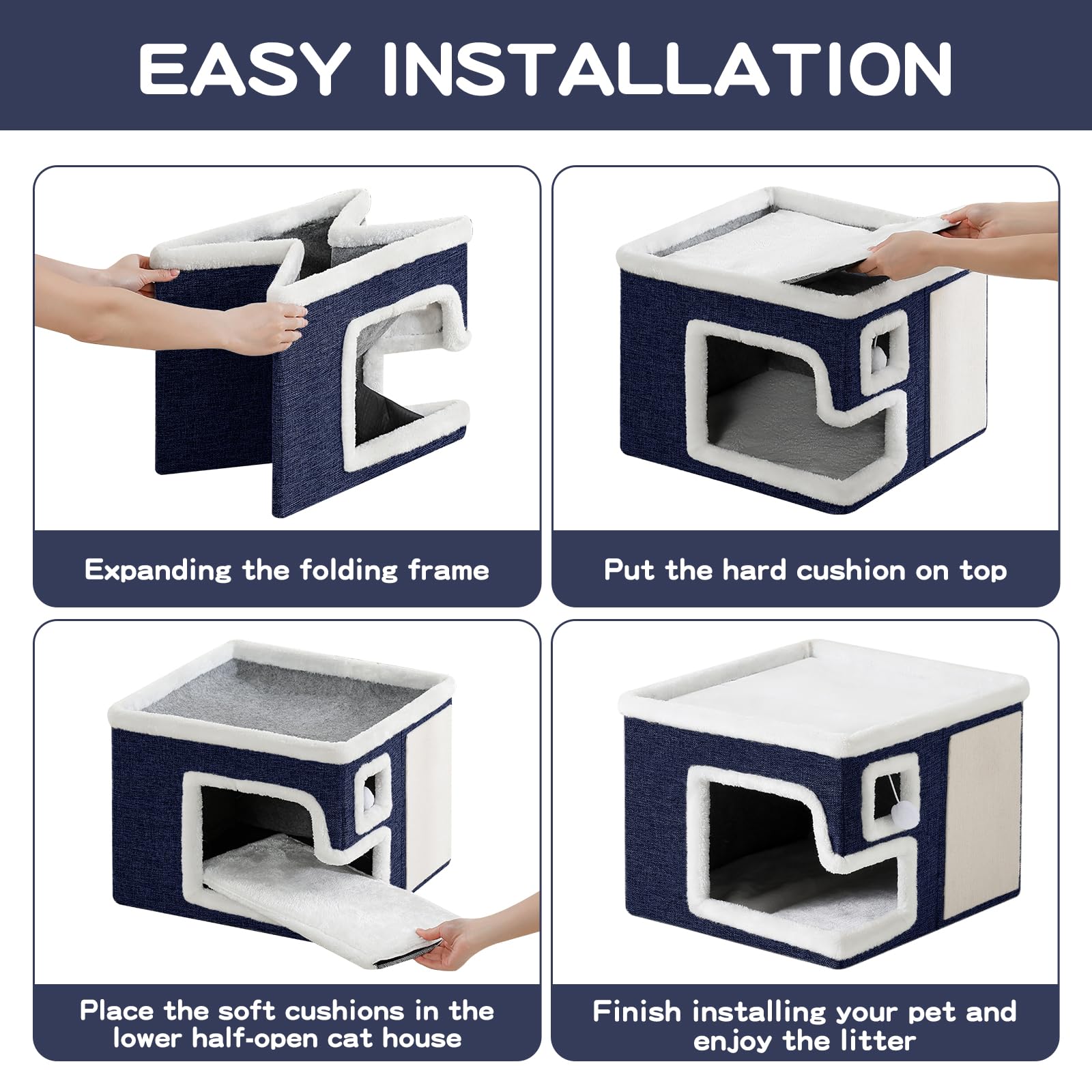 Crispedia Cat House sturdy MDF construction supports up to 30 pounds.