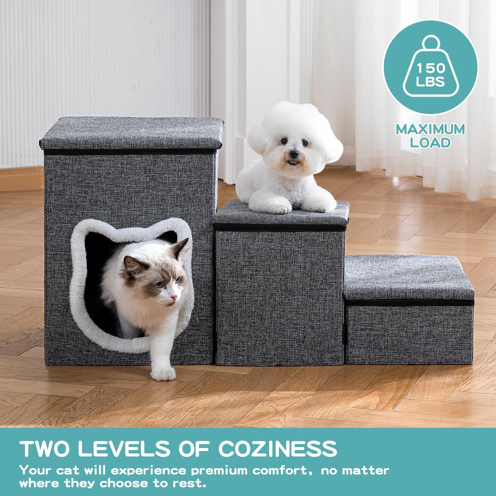 Crispedia grey stairs blend with home decor while supporting pets' movements
