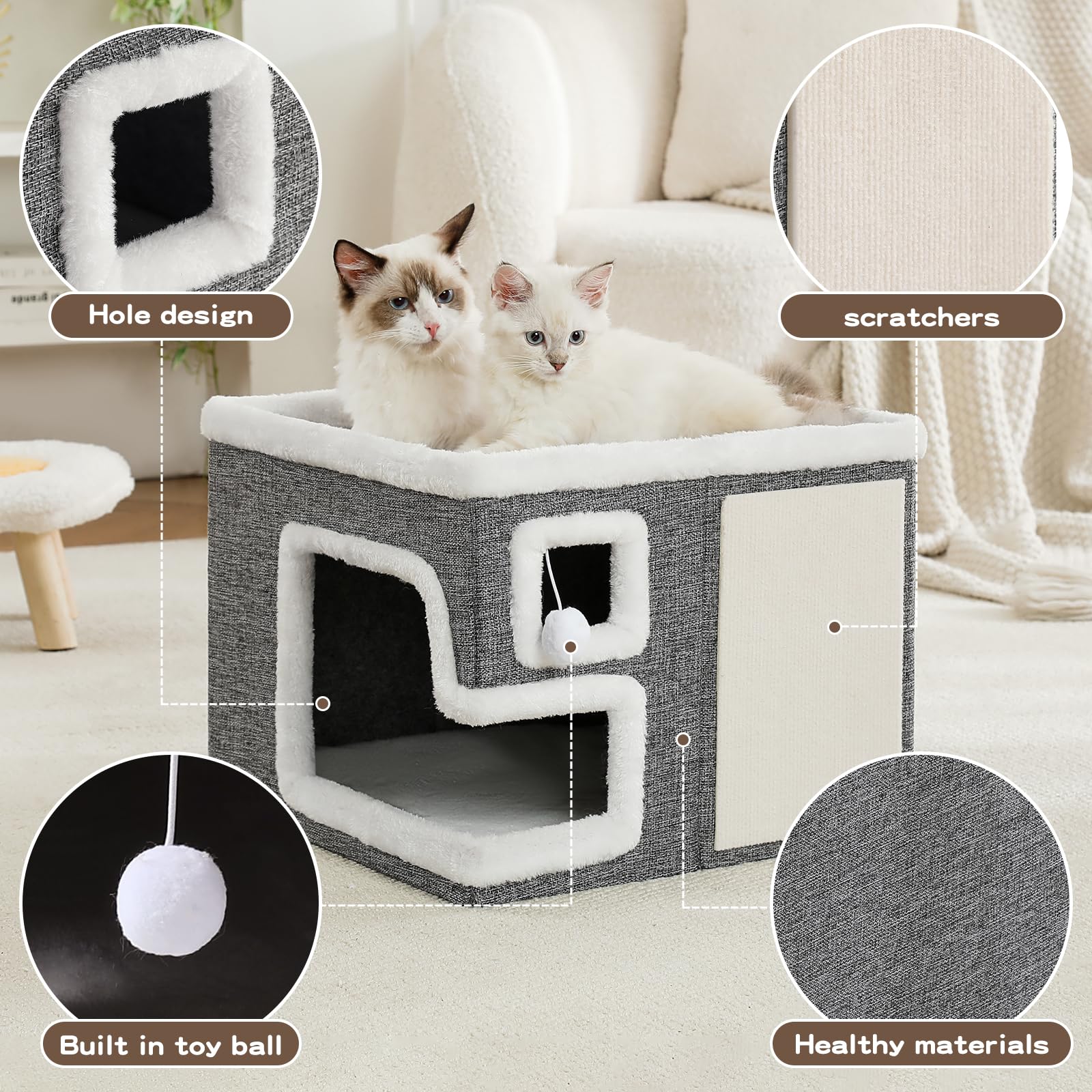 Crispedia foldable cat hideaway condo for easy transport and storage.