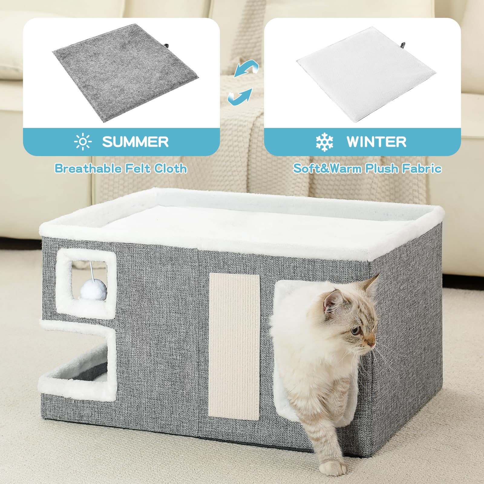 Crispedia Large Cat House plush ball toy encourages playful interaction.