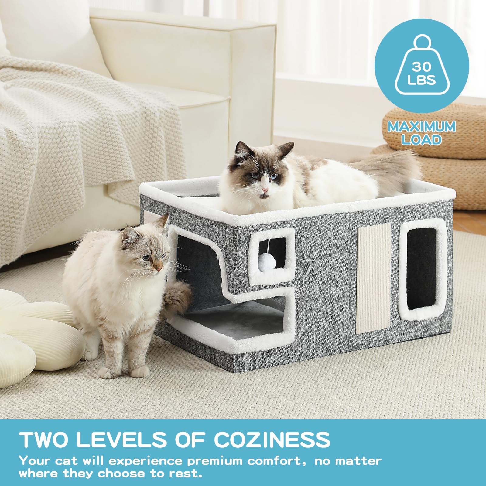 Crispedia Large Cat House reversible cushion for winter warmth and summer comfort.