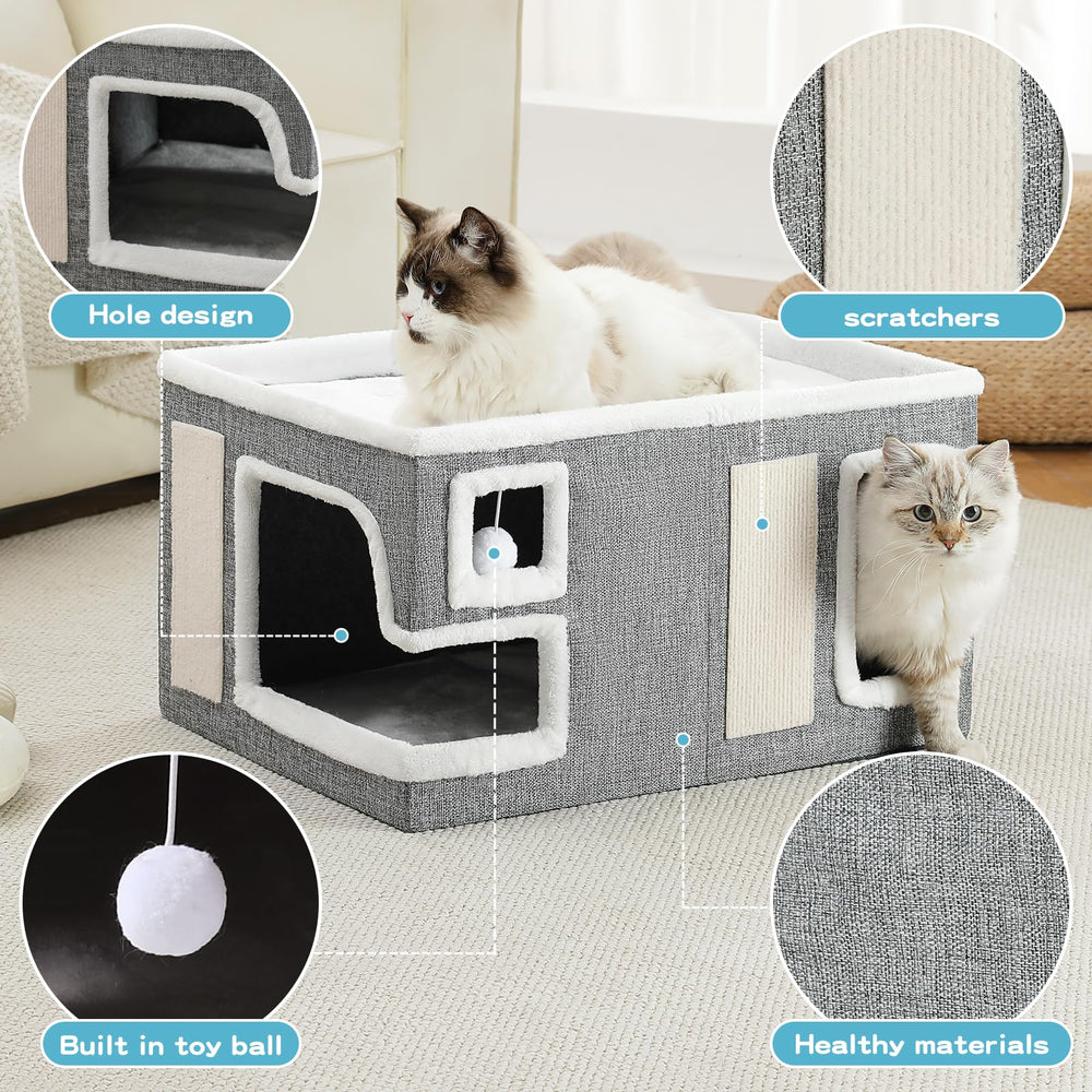 Crispedia Large Cat House sisal scratch pad protects furniture.