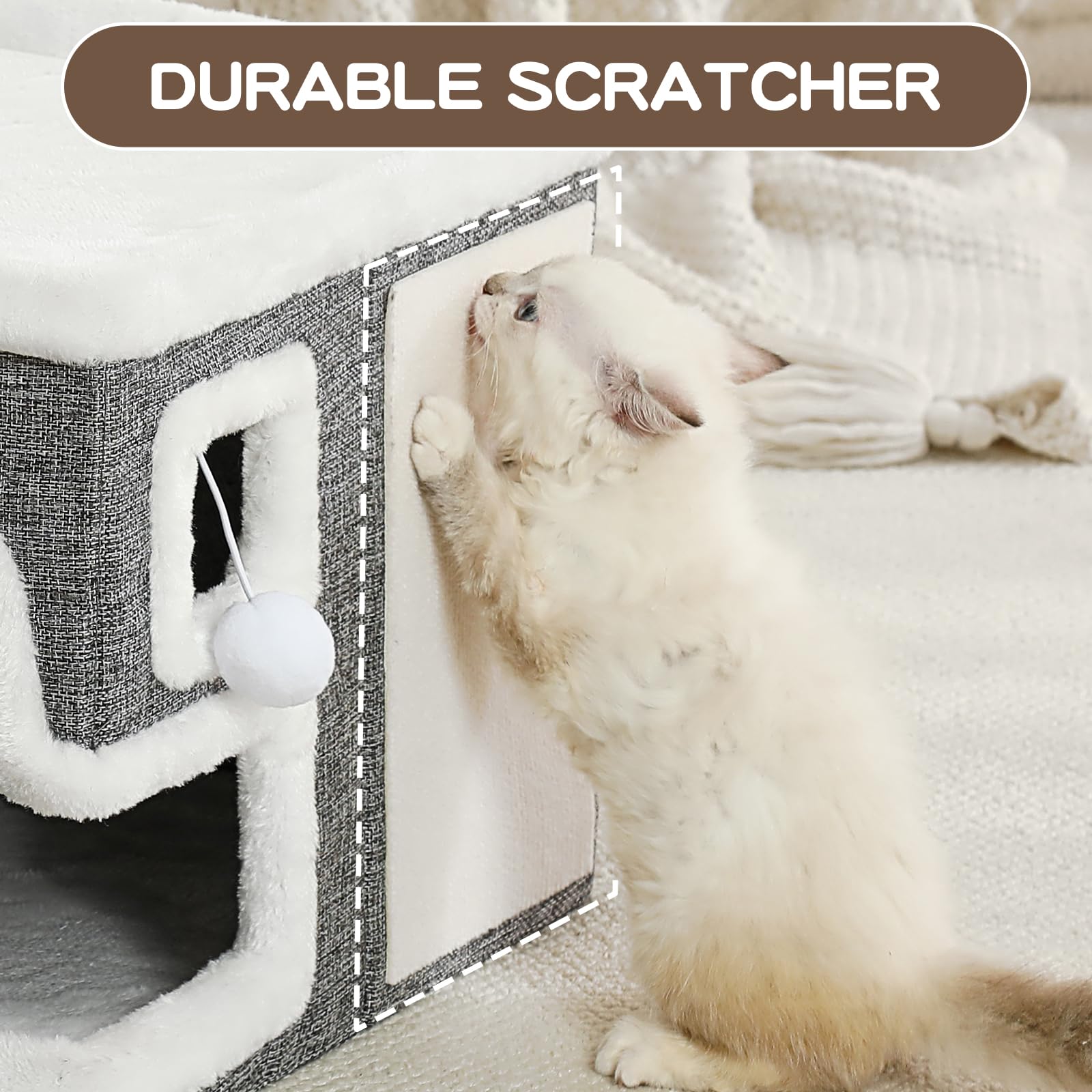 Crispedia cat house with non-slip bottom for stable placement during play.