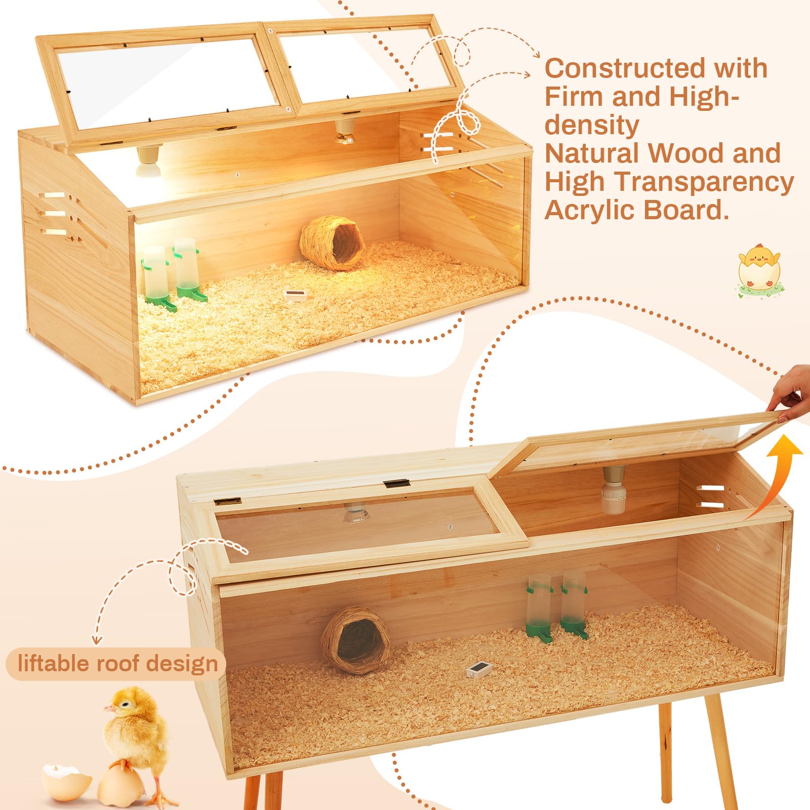 CroBlissful brooder box acrylic panel provides clear visibility.